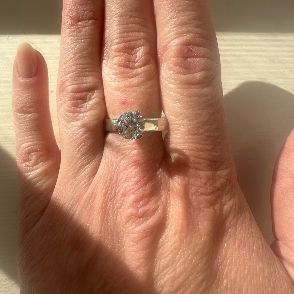 Handmade prong setting ring with cubic zirconia. Size 7.